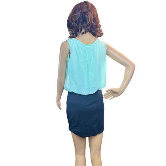 (5 for $25)Wet Seal Chiffon Top Colorblock Dress in Mint/Black Size Medium  NWT - Picture 4 of 9